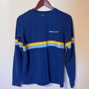 Navy Long Sleeve Top with Rainbow Stripes 100% Cotton